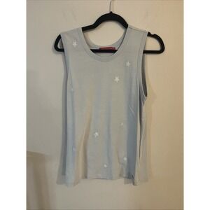 PHILANTHROPY LIGHT BLUE EMBROIDERED STAR TANK TOP SIZE SMALL ‎ COTTON